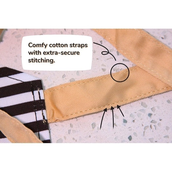 Brand New Striped Kitchen Apron w/ Cute Cat Design & Pockets - Picture 7 of 8